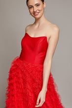 Red Strapless Sweetheart A Line Ruffle Dress