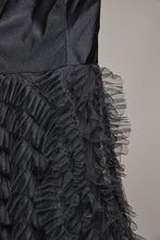 Black Strapless Sweetheart A Line Ruffle Dress