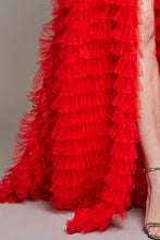 Red Strapless Sweetheart A Line Ruffle Dress