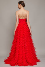 Red Strapless Sweetheart A Line Ruffle Dress