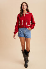 Crimson Doll Collar Button Up Cardigan