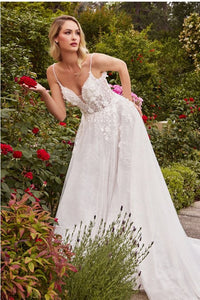 Off White Layered Lace A-Line Bridal Gown