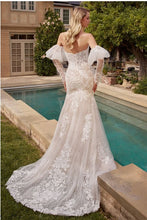 Off White Nude Lace Mermaid Bridal Gown With Removable Sleeves