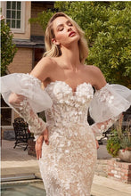 Off White Nude Lace Mermaid Bridal Gown With Removable Sleeves