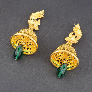 Gold Bell Rhinestone Earrrings