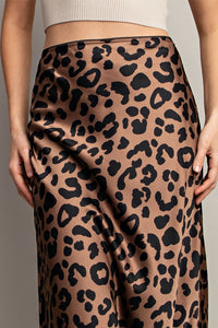 Brown Leopard Midi Skirt