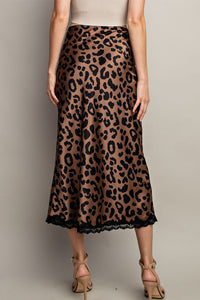Brown Leopard Midi Skirt