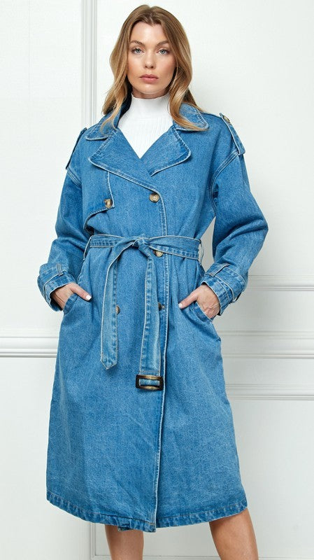 Med Denim Trench Coat
