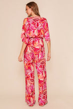 Fuchsia/Combo Tropical Print Jumpsuit