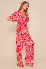 Fuchsia/Combo Tropical Print Jumpsuit