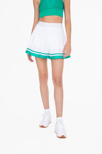 White/Green Stripe Pleated Tennis Skirt