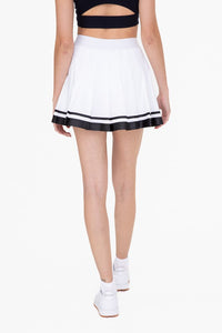 White/Black Stripe Pleated Tennis Skirt