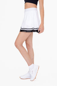 White/Black Stripe Pleated Tennis Skirt