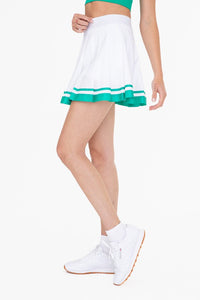 White/Green Stripe Pleated Tennis Skirt
