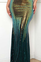 Hunter Green Sequin Two Tone Maxi Dress