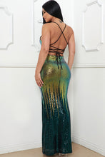 Hunter Green Sequin Two Tone Maxi Dress