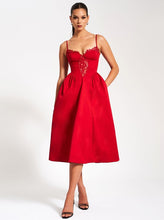 Zahra Red Lace Trim Dress