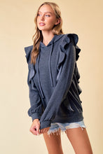 Charcoal Hoodie Ruffle Pull-Over