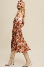 Butter Scotch Floral Print Satin Ciinched A-Line Midi Dress