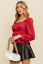 Red Pleated Scoop Back Top