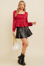 Red Pleated Scoop Back Top