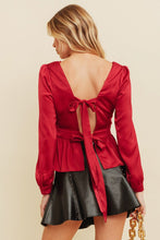Red Pleated Scoop Back Top