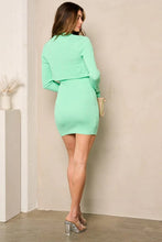 Mint Tube Bodycon Knit Dress With Cardigan Set