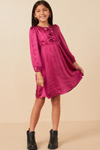 Magenta Girls Mini Bow Detail Long Sleeve Stain Dress