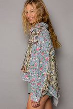 Denim Multi Oversized Fit Floral Print Hi-Lo Denim Jacket