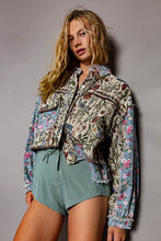 Denim Multi Oversized Fit Floral Print Hi-Lo Denim Jacket