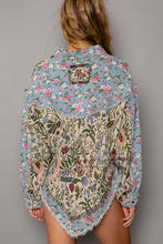 Denim Multi Oversized Fit Floral Print Hi-Lo Denim Jacket