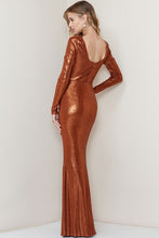 Sienna Metallic Long Sleeve Shirring Maxi Dress