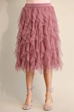 Dusty Rose Embellished Tulle Layered Midi Skirts