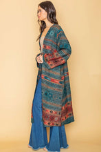 Teal Maxi Open Duster Kimono