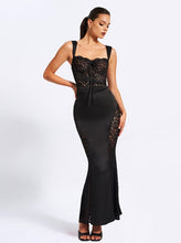 Umica Black Lace and Satin Maxi Dress