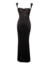 Umica Black Lace and Satin Maxi Dress