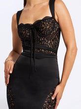 Umica Black Lace and Satin Maxi Dress