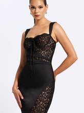 Umica Black Lace and Satin Maxi Dress