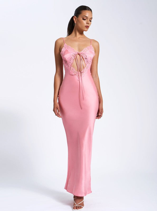 salmon colored lace dress Ella Salmon Modest Long Prom Dress