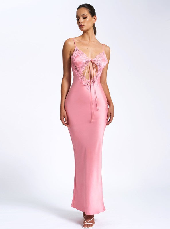 salmon pink midi dress Reese Crepe Midi Dress in Salmon Pink Rhea Costa