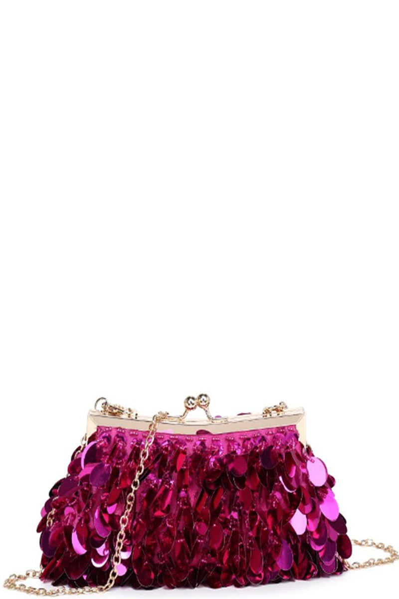 Pink All Over Circular Mirror Discs Ariana Evening Bag