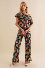 Black Multi Sequin Flower Boots Cut Long Pants
