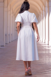 White Eyelet Detail Midi Dress
