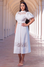 White Eyelet Detail Midi Dress