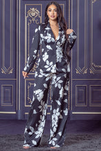 Black White Printed Back Tied Blazer and Pants Set
