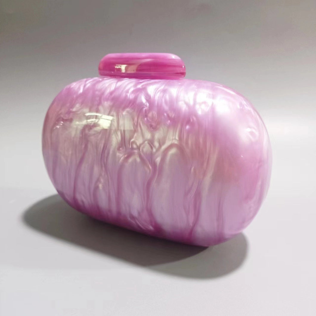 Pink Round Acrylic Evening Pearl Bag