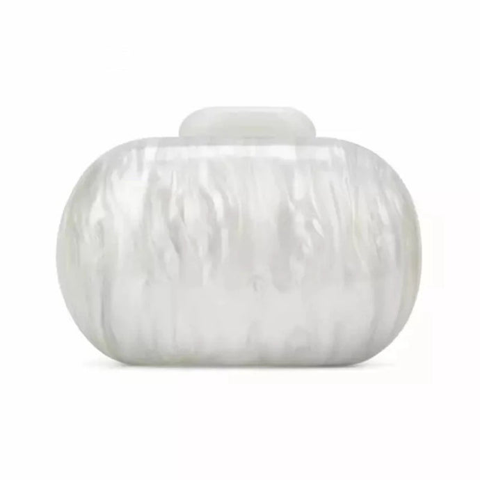 White Round Acrylic Evening Pearl Bag
