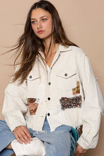 Beige Button Down Contrast Patches Corduroy Jacket