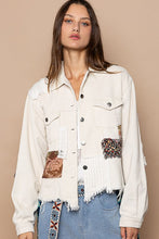 Beige Button Down Contrast Patches Corduroy Jacket