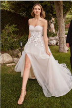 Off White Strapless A-Line Bridal Gown With Gloves